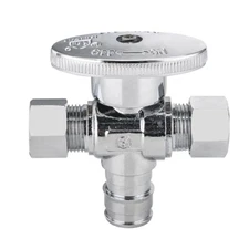 EFIELD 1/4-Turn Dual Angle Stop Valve Pex-A Expansion 1/2" Inlet x3/8" x3/8 Comp
