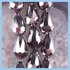 8x12mm Silver Crystal Teardrop Gems Loose Beads Faceted 15'' Jewelry Making