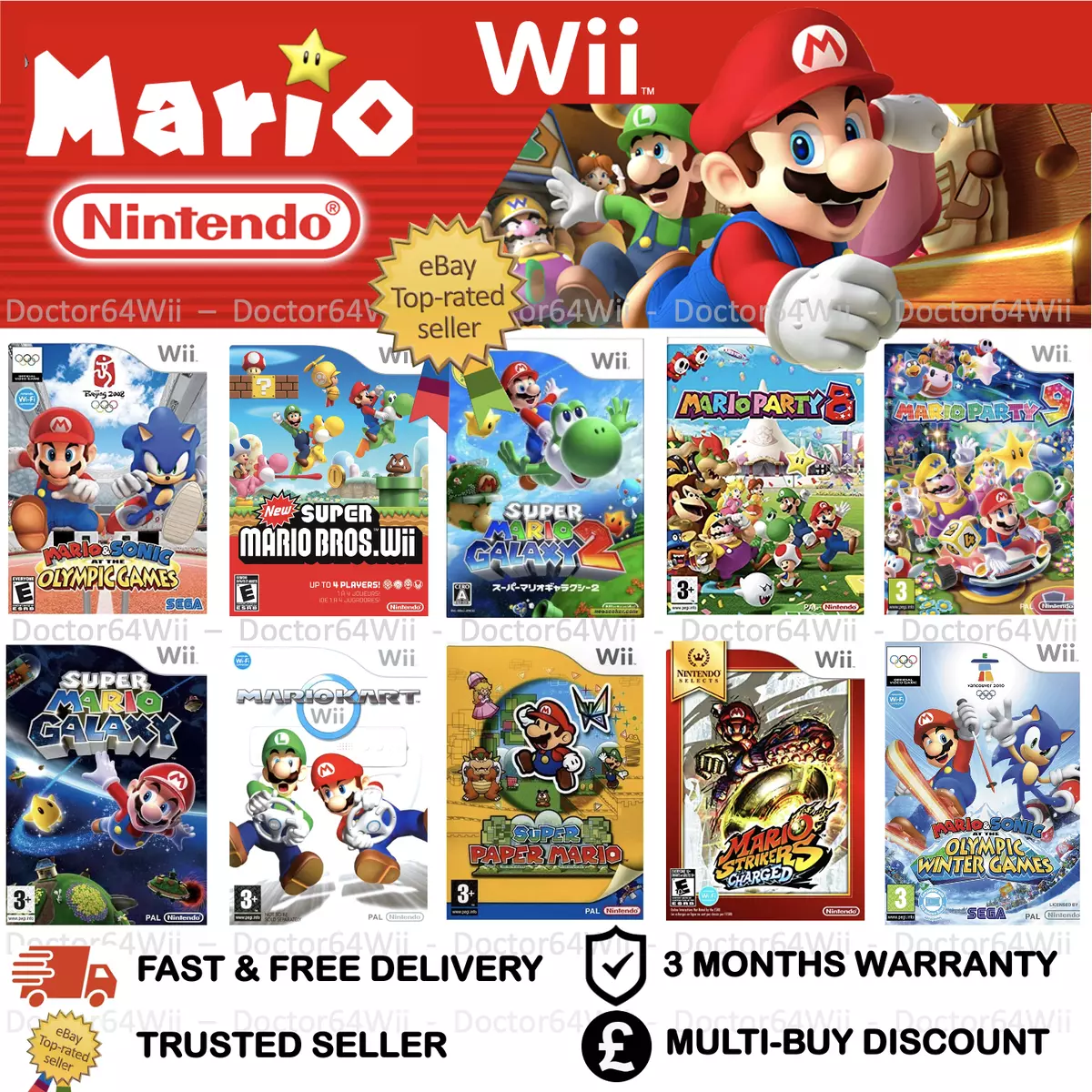 MARIO BUNDLE - NINTENDO WII GAMES - FREE FAST DISPATCH - GALAXY