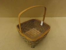 Designer Basket 13in H x 11in W x 11in D Woodtone Handle Plastic Liner Wicker