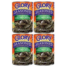 4 Cans Glory Foods Seasoned Southern Style Turkey Flavored Collard Greens 14.5oz