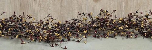 NUEVA GUIRNALDA DE BAYAS PIP DE GRANJA AZUL MARINO MOSTAZA BORGOÑA 48" Primitive Cottage Foto 2 de 2