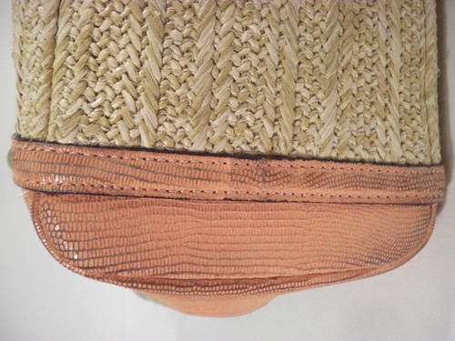 Coach Alexandra Python Peach Purse Straw Tote F21959 Studded Coral Handbag B1320 - Picture 13 of 24
