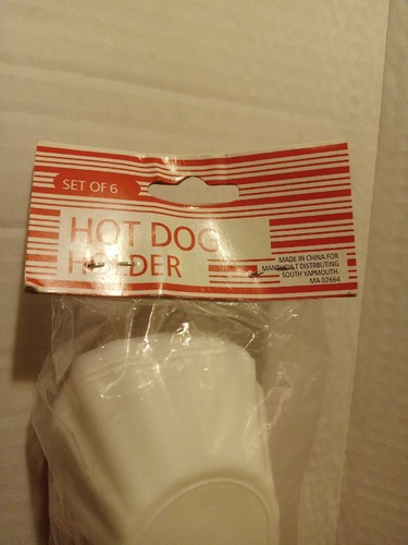 Plastic Hot Dog Holder White Red Stripe Set Of 6 - Picture 7 of 8