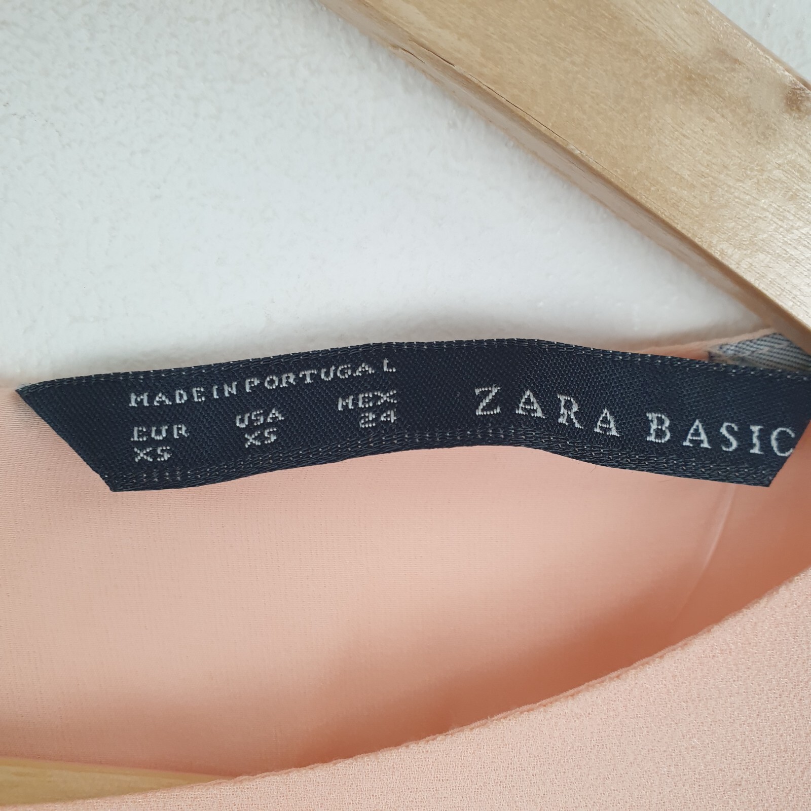 Zara Ruched Tunic Dress Women's XS Peach Knee Length Midi Casual Round Neck thumbnail 4