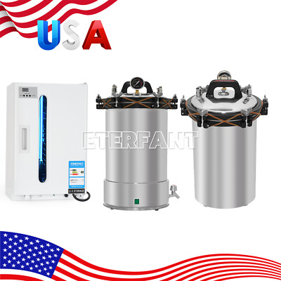 #ad Dental 24L Medical Steam Sterilizer Autoclave 27L UV Sterilization Cabinet $269.99