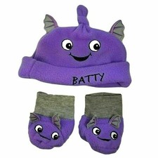 Halloween Newborn Baby Hat Booties Purple Bat Costume Accessory Set New