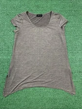 AB Studio Short Sleeve Blouse Top Womens Size Medium Brown