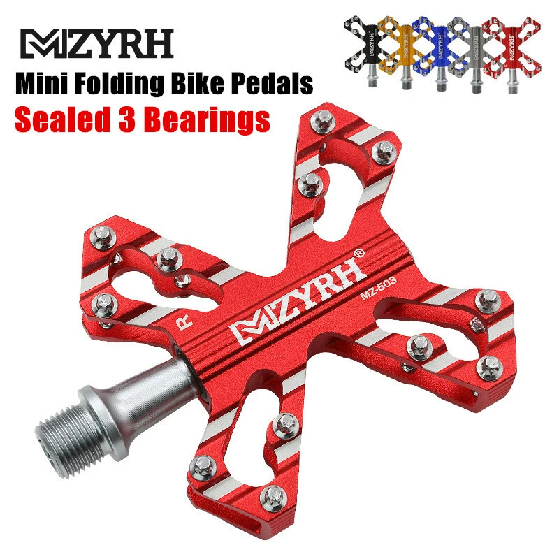 Mini pedales de bicicleta plegables de aluminio ultraligero de 9/16" MZYRH 3 rodamientos Foto 4 de 4