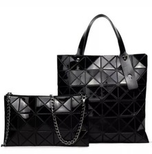 2Pcs Geometric Sequin Bag Women Handbag Quilted Laser Briefcase Laptop Bag Lot