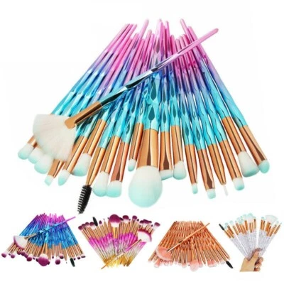 20 Pcs Diamond Make Up Brushes Unicorn Blusher Face Powder Eyeshadow Brushes UK