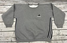 VTG Adidas Embroidered Logo 3 Stripe Men's Gray Pullover Crewneck Sweatshirt