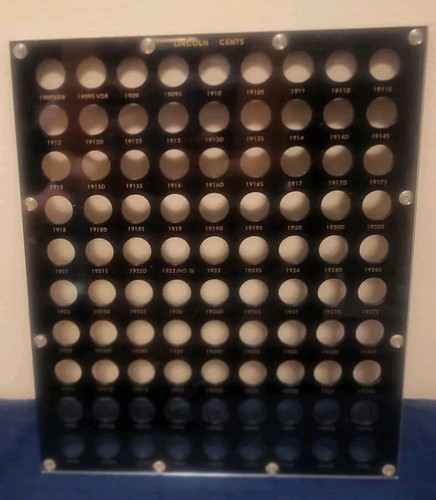 Capital Plastics - Lincoln Cents Coin Display 1909VDB - 1940S 12" x 10" - Black