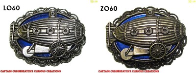 Steampunk Pin Anstecker Brosche Anstecknadel Luftschiff U-Boot blau silber bronze #LO60 #ZO60