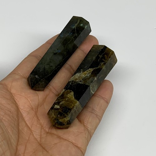 99.9g, 2.9"-3", 2pcs, Small Labradorite Tower Point Crystal @Madagascar, B31301 - Picture 5 of 10