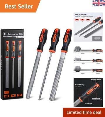 3-teiliges Holzraspel Set mit Soft Grip Griffen - vielseitig für alle Holzaufgaben
