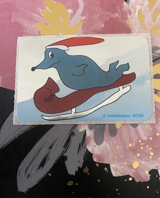 Vintage Smile Makers Foiled Holiday Seal Sledding Sticker Mod 2x4 Inches