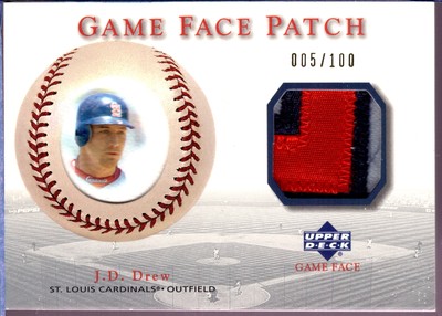 2003 Upper Deck Game Face #GP-DR2 J.D. Drew Patch #/100