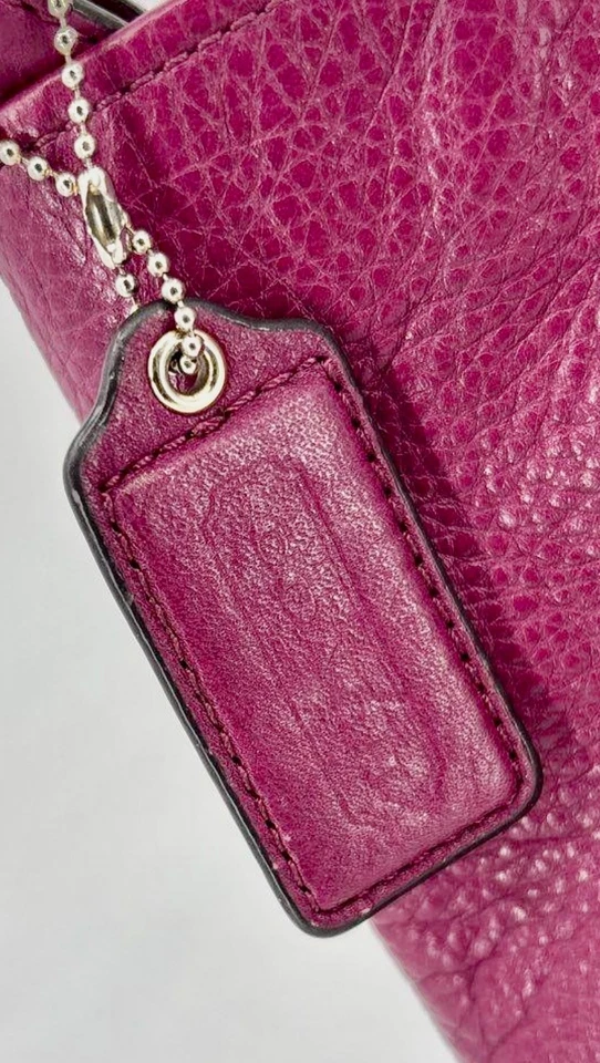 Coach Pebbled Leather Tote Shoulder Bag Magenta Pink Gold Hardware w/ COA - Image 4 of 4