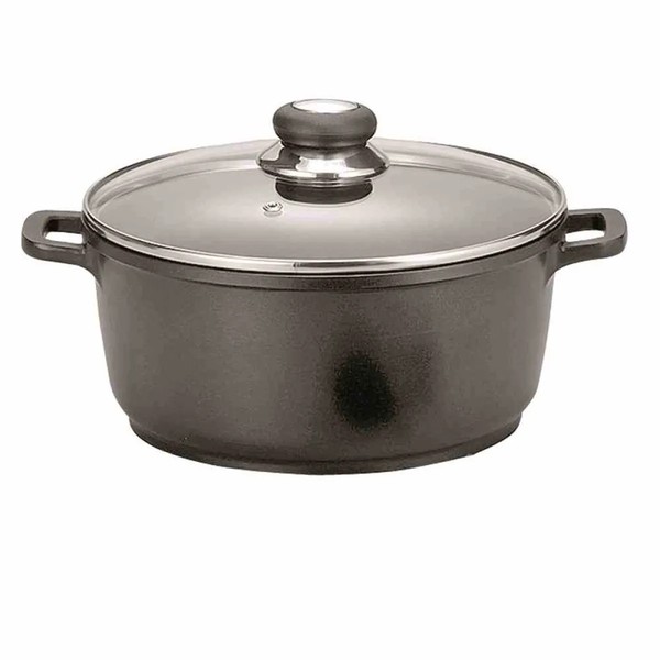 KrüGer Fleischtopf 20Cm Aluguss Antihaft Induktion Glasdeckel 2,1L Schwarz-image