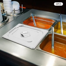 6pcs Catering Food Pan Lids Commercial Stainless Steel Food Pan Lid Seamless Lid