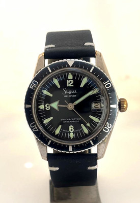 VINTAGE SHEFFIELD ALL SPORT DIVER DATE Cal. LR 96 5 ATM 70er