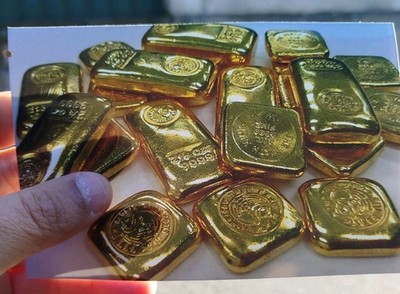 Karte Goldbarren - Postkarte - Gold kostet 4500 $ Unze - Neu
