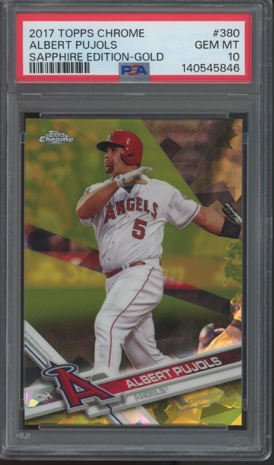 2017 Topps Chrome Gold Sapphire #380 Albert Pujols /5 Gem Mint PSA 10 view 1
