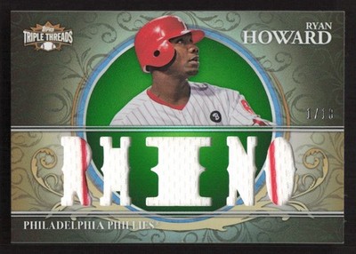 2013 Topps Triple Threads Ryan Howard Relics Emerald #01/18 #TTR-RHO3 RHINO