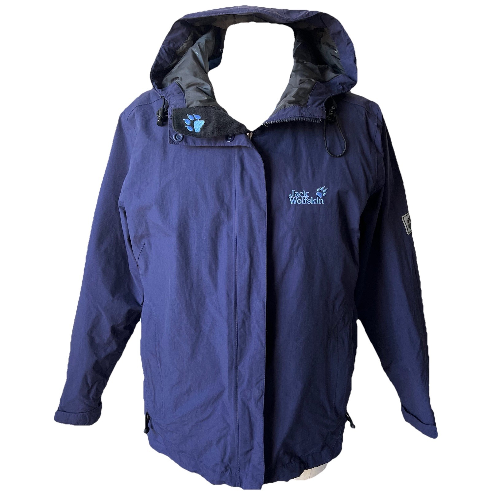 JACK WOLFSKIN Waterproof Texapore  MicroGuard Hooded Jacket Coat Navy Women’s L
