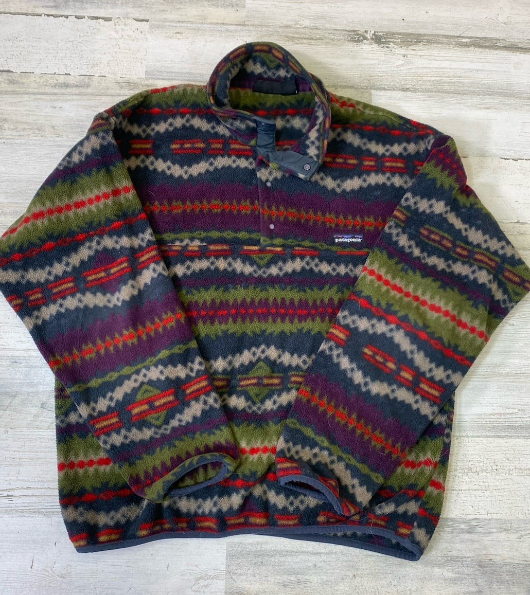 seege_1　patagonia 00s Vintage Patagonia Snap Fleece Mens Sz M Aztec Sacajawea Carbon