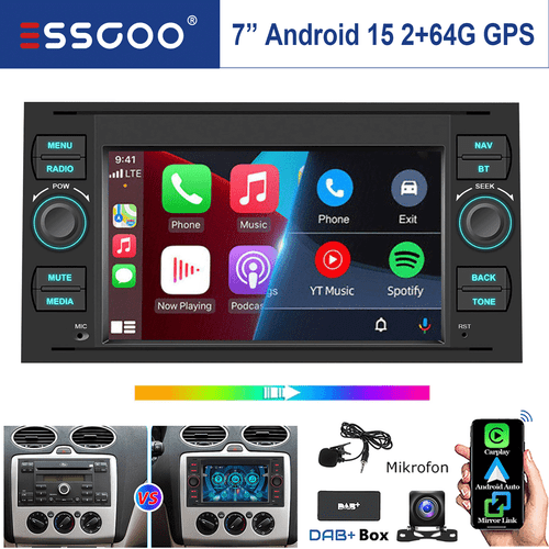Carplay DAB+ Autoradio Android 15 für Ford Transit MK7 GPS Navigation  2+64G KAM - Bild 1 von 15
