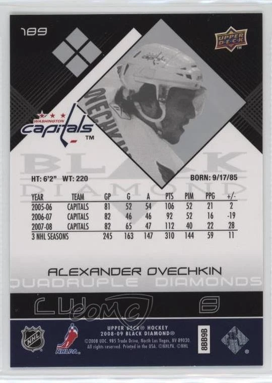 2008-09 Upper Deck Black Diamond Quadruple Diamonds Alex Ovechkin #189 - Image 2 of 2