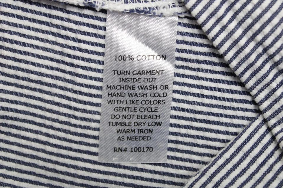 Saia Willi Smith Feminina 10 Azul Branco Seersucker Listra Acima do Joelho Bolsos - Imagem 4 de 4