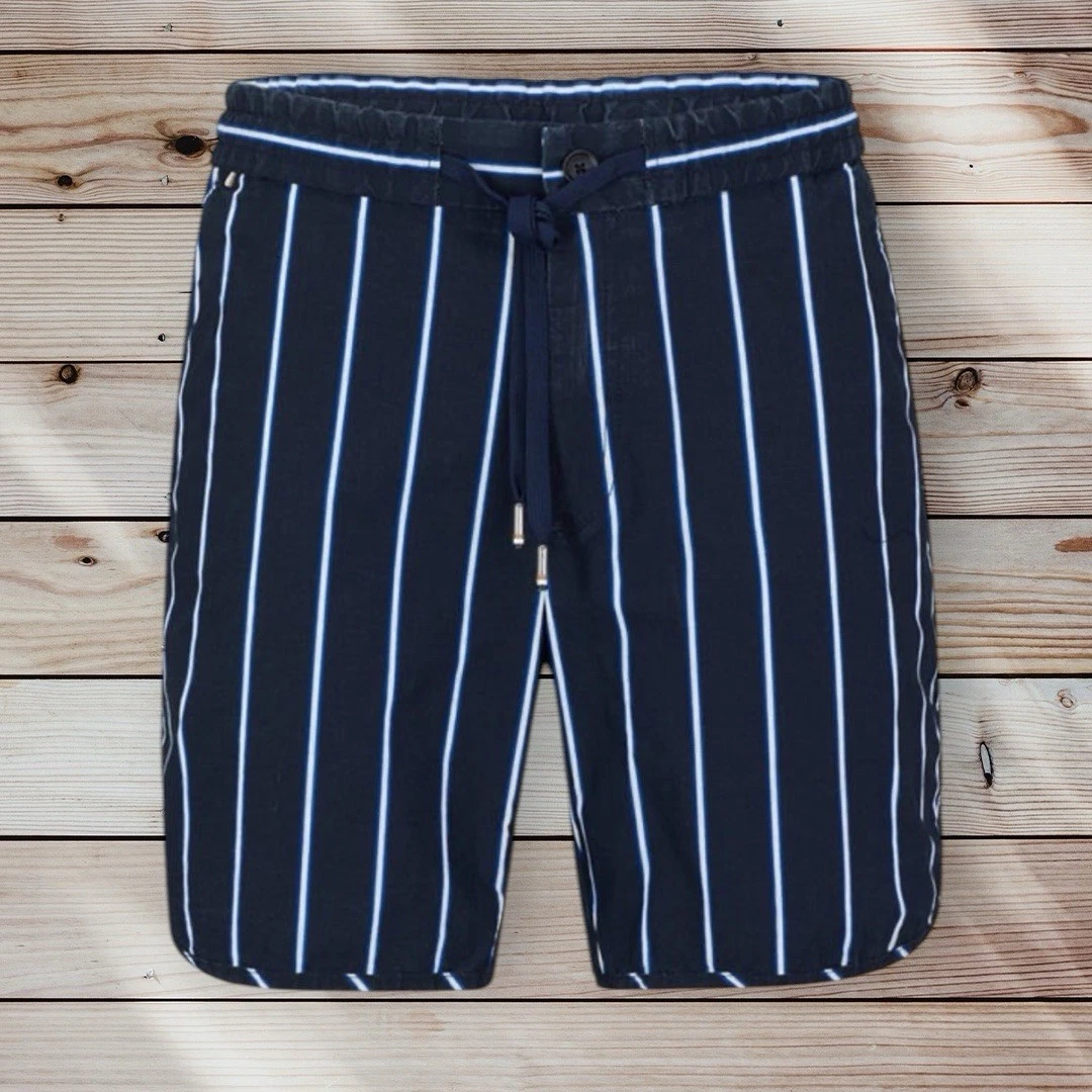 Hugo Boss Kacey Shorts Dark Blue Striped Chino Prepster Shorts 34 38 36 40 £129
