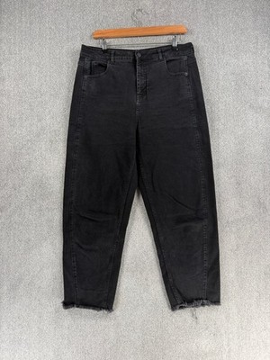 Whistles Jeans Damen Größe W32 Schwarz Denim Barrel Leg Ballon Raw Hem Hose