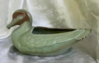 Vintage Frankoma Pottery Duck Planter # 208 Prairie Green 10" Cottage Deco