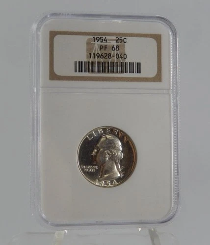 Old NGC Slab 1954 PF 68 Washington Silver Proof Quarter 25C Coin SL115