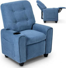 Kids Recliner, Toddler Lounge Chair with Adjustable Backrest Footrest Cup Holder