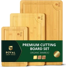 ROYAL CRAFT WOOD Premium Cutting Boards for Kitchen Meal Prep & Serving - Bamboo
