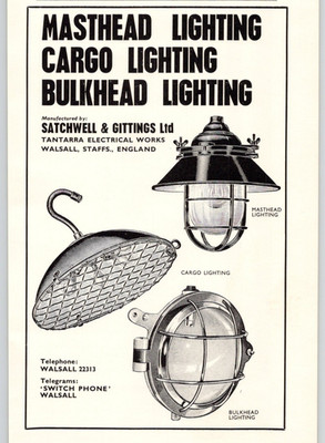 1966 Satchwell & Gittings Masthead Bulkhead Lighting Shipbuilder Print Ad