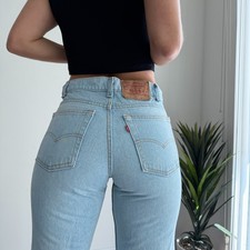 Vintage Levi's Jeans 31x32 30x31 Light Stone Wash High Rise Straight USA Made
