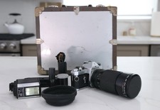 Pentax Asashi MX SLR Film Camera with Tokina Lens, Winder, Vivitar Flash