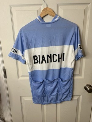 Vintage Bianchi Cycling Jersey USA Made Blue White XL Squdra 1210
