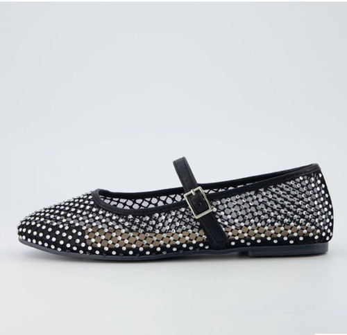 Sincerely Jules Studded Rhinestones Black Mary Jane Ballet Flats New Size 7.5 - Picture 5 of 5