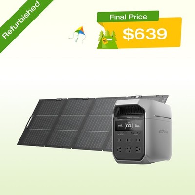 EcoFlow DELTA 3 Plus 1024Wh Portable Power Station+220W Solar Panel Refurbished