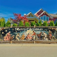 Christmas Nativity Scene Banner - Religious Holy Nativity Decor for Xmas Church