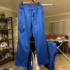Pair Cherokee Authentic Workwear Royal Blue Petite Small Pull On Scrub Pant.