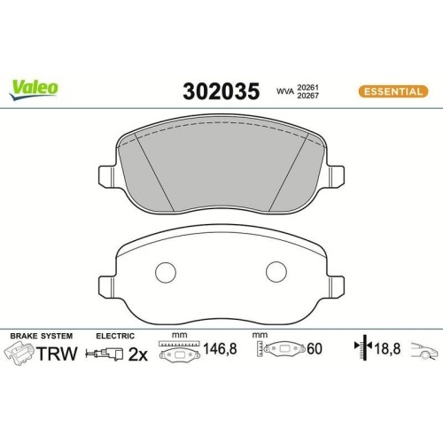 1X Bremsbelagsatz, Scheibenbremse Valeo 302035 Passend FüR CitroËN Fiat-image