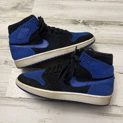 Nike Air Jordan 1 Retro High Flyknit Mens Size 6Y Royal Blue Black Shoes Sneaker